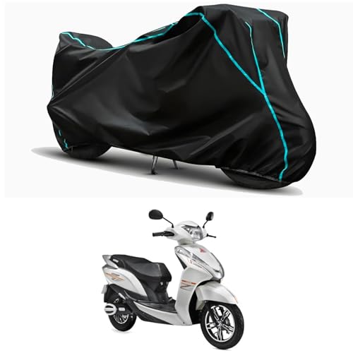 Image of Waterproof Bike Body Cover Compatible for | Ampere Magnus 60 | Taffeta Fabric, Sky Piping Design, Bottom Elastic Fit | Dustproof, Sun UV & Rain Protection for All Weather.