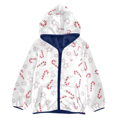 Christmas Candy Star White Toddler Zip up Hoodie Sweatshirt Jacket for Fall Winter 3T