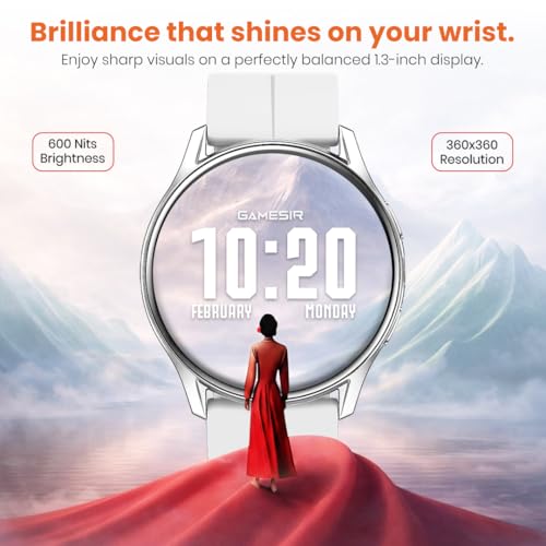 Image of GameSir Evo Vista Smartwatch, 1.39 inch HD Round Display, Bluetooth Calling, Heart Rate & SPO₂, 100+ Sports Modes, IP67, Long Battery Life for Men & Women (Magnatic White)