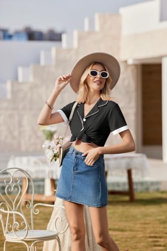 Image of Ekouaer Womens Button Down Pajamas Set Short Sleeve Sleepwear 2026 Summer Soft 2 Piece Lounge Sets