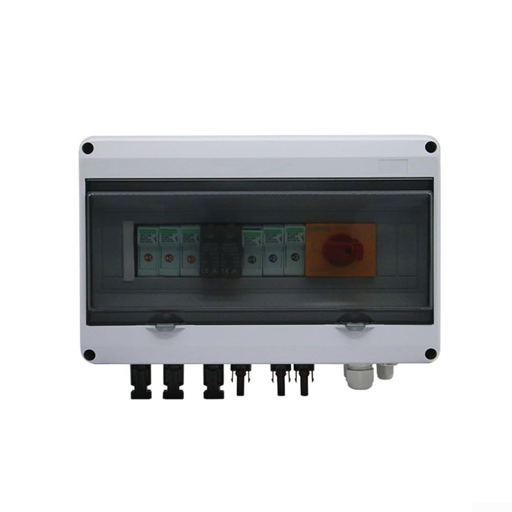 Caja combinadora solar fotovoltaica, 1000V 3 Disyuntor de protección de cuerdas, Interruptor de disyuntor de CC PV 3In 1Out, Caja combinada solar fotovoltaica