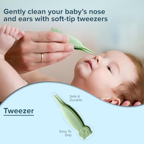 Image of Q DEVICES 5-in-1 Baby Grooming Kit - Safe & Gentle Newborn Nail Clipper, Scissors, Tweezer, Filer & Earwax Remover - Compact Travel-Friendly Health Care Set for Infants & Toddlers - Green