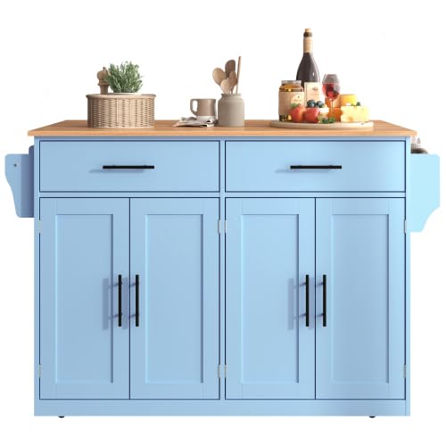 Generico Servierwagen mit klappbarer Tischplatte, 120x46(70) x91 cm, Blau, mit Rollen und austauschbaren Holzbeinen, ideal für Küche und Esszimmer
