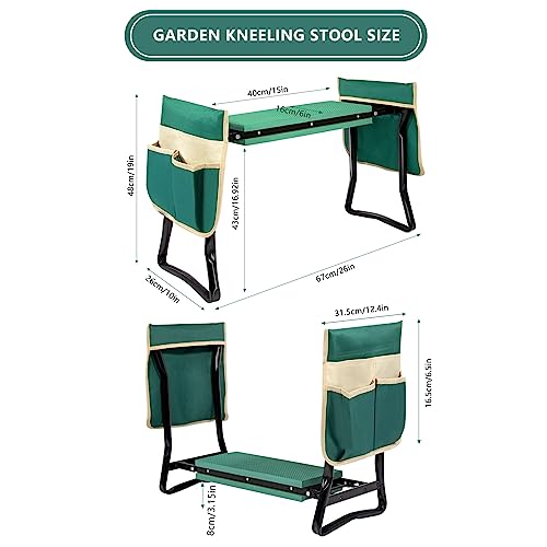 Uten Garden Kneeler Seat with Handles Portable Folding Gardening Stool Kneeling Stool Pad with 2 Bag - Image 3