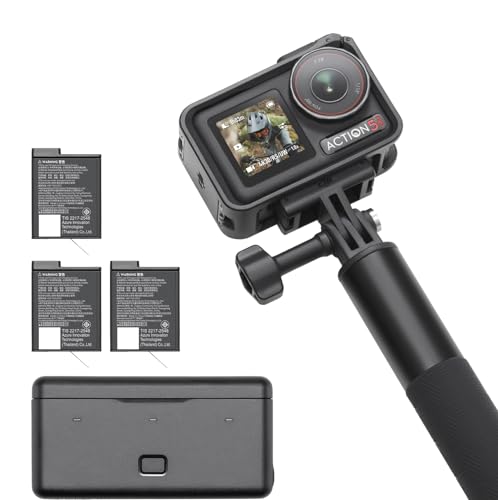 DJI Bundle Aventure Osmo Action 5 Pro, Caméra d’Action 4K avec Capteur 1/1,3', 12 h d’Autonomie Étendue avec 3 Batt., Stabilisation, Double Écran Tactile OLED, Mini Caméra d’Action pour Voyage, Vlog
