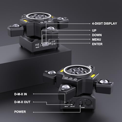 150W Moving Head Bühnenlicht Strahl, RGBW LED 4 Lampenarm Wash Spotlight mit Fernbedienung Gold Strobe Partylicht Scheinwerfer für Disco DJ Bar Geburtstagsfeier