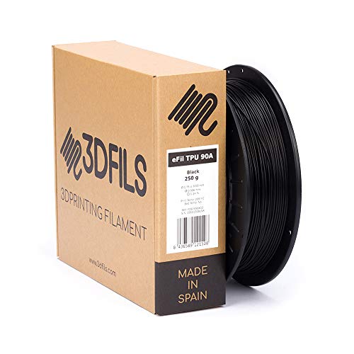 3DFILS - Filamento flexible para impresión 3D eFil TPU 90A: 1.75 mm, 250 g, Negro Cover