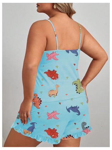 Image of SOLY HUX Women's Plus Size Pajama Set Cute Cartoon Print Sleepwear Cami Top and Shorts Loungewear
