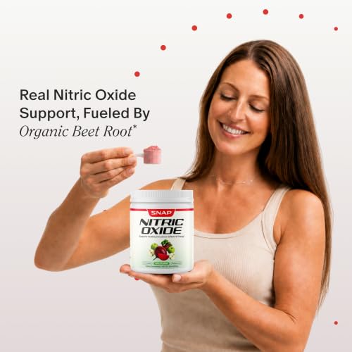 Image of Snap Supplements Organic Beet Root Powder Nitric Oxide Supplements for Men & Women with Pomegranate & Red Spinach, Supports Healthy Blood Flow & Caffeine-Free Energy, Apple, 30 Servings