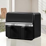 Alivio 9L Dual Basket Air Fryer with LED Touch Screen, 14 Cooking Programs, Independent Temperature Control, 360° Hot Air Circulation, Non-Stick & Dishwasher Safe, Low Oil Healthy Cooking (Black)