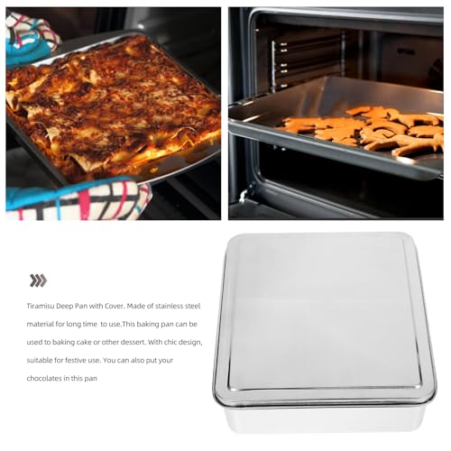 Bandeja rectangular para pasteles de acero inoxidable con tapa de gran capacidad 4