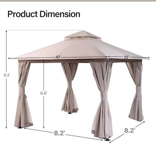 image for LAUSAINT HOME Outdoor Patio Gazebo 10'x10' with Expansion Bolts, Heavy