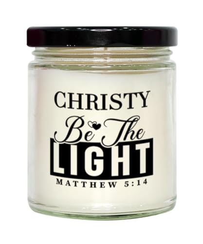 Bible Verse for Christy Candle,Christmas Gifts for Christy Be The Light Mattew 5:14 Gifts for Women Coworker Christy Name Birthday Candle Christmas Gifts, Housewarming, Soy Wax, Scented, Decor