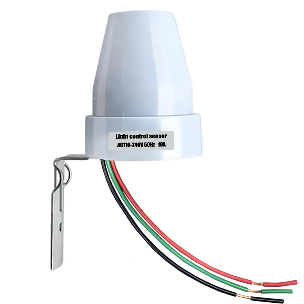 Meskliu Photocell Light Sensor,10A AC110-240V Dusk to Dawn Outdoor Photoelectric Light Control Switch,Hard-Wired Post Eye Light Control with Automatic