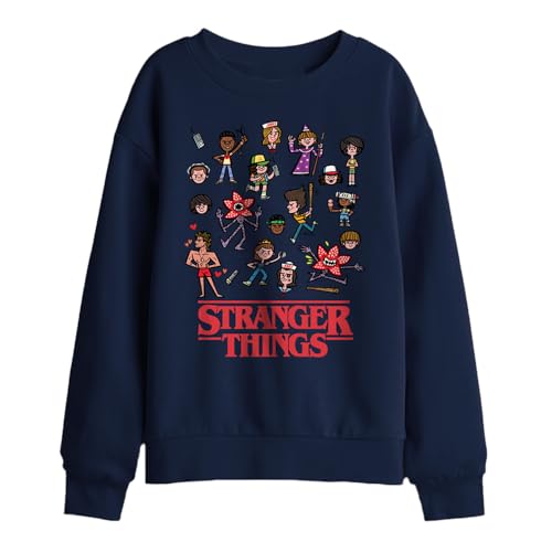 Stranger Things Cartoon Characters Kids Sweatshirt Black 9-11