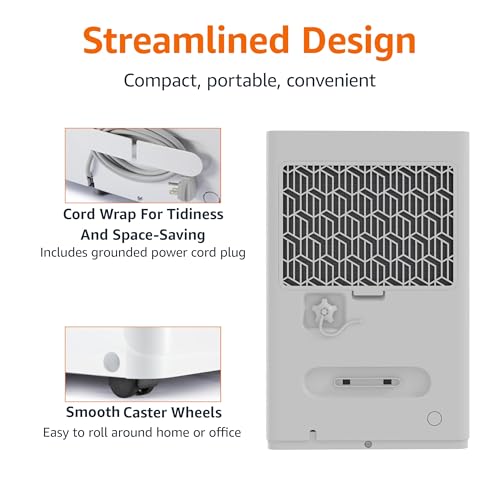 Image of Amazon Basics 35-Pint Dehumidifier for Home, New Energy Star Certified, Humidity Control, Auto-Defrost, Timer, Overflow Protection for Rooms up to 2500 SFT, White
