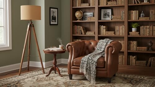 Lámpara de pie de trípode de madera natural de diseño moderno 6