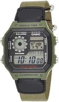 Casio Men's Watch - AE-1200WHB-3BVDF Grey Dial, Green Band