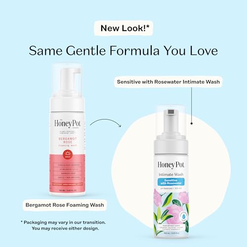 Image of The Honey Pot Company - Feminine Wash - Herbal Infused - Sensitive Skin Types - PH Balanced Plant Based Hygiene Products - Sensitive w /Rosewater - 5.51 Fluid Oz.