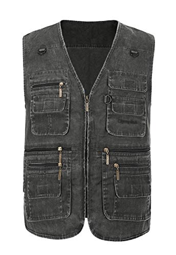 Image of Spanye Mens Safari Travel Photo Vest Outdoor Fishing Multi Pocket Jacket Beige