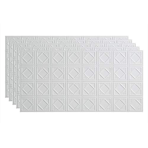 FASÄDE Traditional Style/Pattern 4 Decorative Vinyl 2ft x 4ft Glue Up Ceiling Panel in Gloss White (5 Pack)