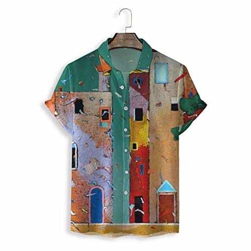 Chemise hawaïenne pour hommes au motif graffiti vintage en tissu léger