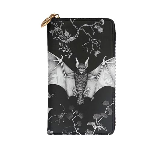 Bat Print Printed Long Wallet for Women Men Cute PU Leather Wallet with Coin Purse and Credit Card Holder2