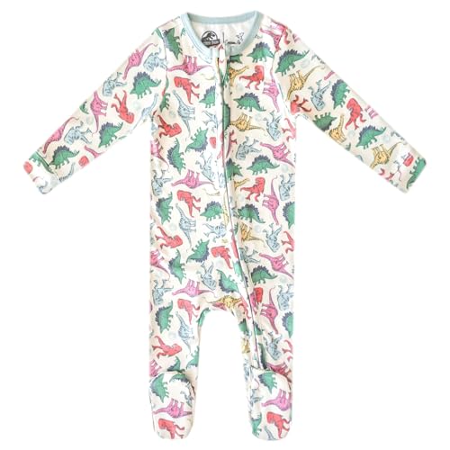 Image of Copper Pearl Zip-Up Footie Baby Pajamas - Soft Newborn Onesies for Boys & Girls, Tag-Free with Two-Way Zipper Baby Sleepers for Newborn - 24 Months, Dinosaurs of Jurassic Park