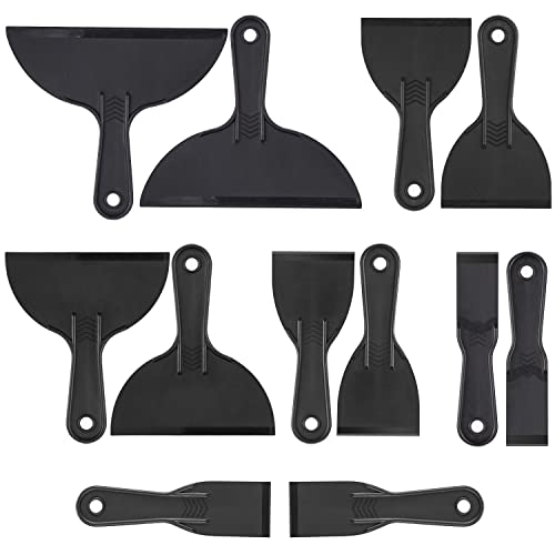 Facmogu 12Pcs Plastic Putty Knife Set, Flexible Plastic Scraper For Wall Spackling Patching & Painting, Plastic Wallpaper Scraper Paint Spatula For 3D Printing Resin Removal, Size 1.5" 2" 3" 4" 6" 8" #TOP16
