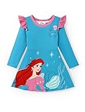 Disney Princess Ariel Skater Dress Toddler Girl A-Line Ruffle Long Sleeve Casual Winter Fall Clothes Kids School Outfit Birthday Party Gift Blue 4-5T