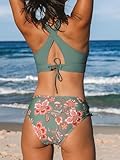 CUPSHE Women's Bikini Sets Two Piece Swimsuits V Neck Triangle Top Wide Straps Cross Back Lace up Mid Rise, S