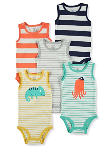 Kit Body Carter's 5 Peças Regata Colorido Listrado Bebê Menino (18M)