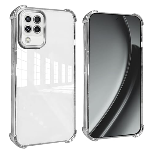 GOGME Funda para Samsung Galaxy A22 4G / M22 Esquinas Reforzadas con Protector Cámara Carcasa/TPU Anti - Arañazos Antigolpes Suave Clara Design - Plata