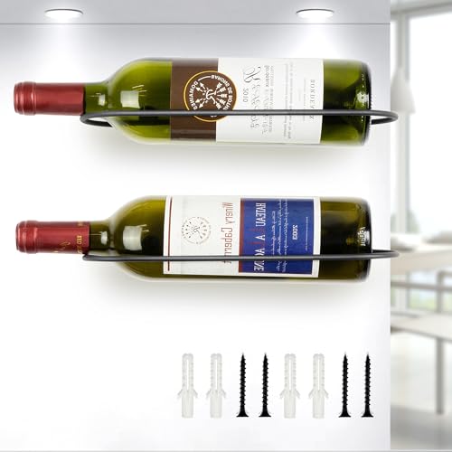 AQAREA Wall Mounted Wine Rack: Individual Wall Wine Bottle Holder - for Wine Cellar Home Kitchen Bar Decor - 2Pcs