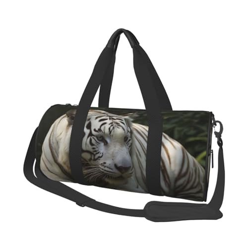 Sports Gym Bag for Women Men Travel Duffel Bag Tote Weekender Bag Carry on Overnight Bag for Travel Swimming Fitness Workout Sports White Bengal Tiger Duffle Bag