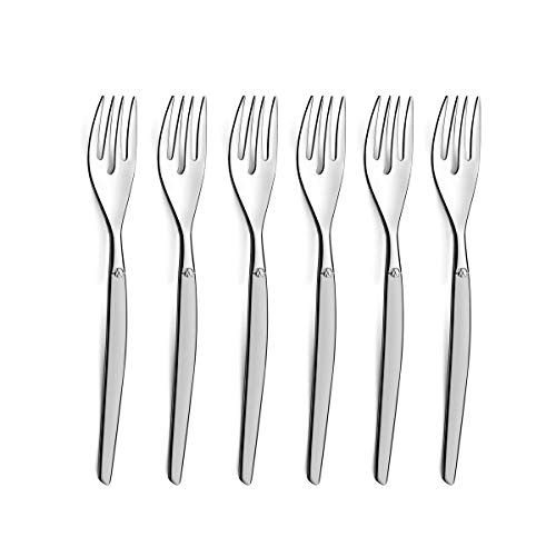 LOU LAGUIOLE - Lot de 6 fourchettes à gâteau - Jet - Acier inoxydable 18/0, Finition Sablée - Longueur 140 mm