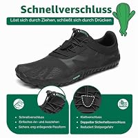 SAGUARO Barfußschuhe Herren Damen Fitnessschuhe mit Zehen Sohle Bequem Atmungsaktiv Sport Traillaufschuhe rutschfest Leight Laufschuhe Outdoor Schwarz 45 EU – Ansicht 5