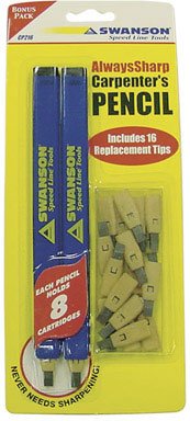 Swanson CP216 AlwaysSharp Refillable Carpenter Pencils