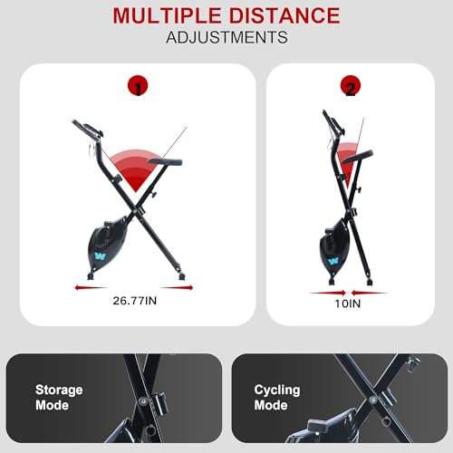Image of BARWING Foldable Exercise Bike with Magnetic Resistance for Home | 3 IN 1 Stationary Bike with 16 Resistance Levels and 330 lb Capacity for Low-Impact Home Cardio Workouts