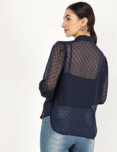 Image of Marks & Spencer Womens Self Design Polyester V-Neck Regular Fit Top