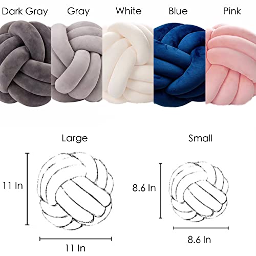 7Uyuu Soft Knot Pillow Ball, Decorative Short Plush Knot Throw Pillow Large Round Bed Sofa Back Knot Velvet Pillow Cushion Small Knot Pillow For Baby (White, Large 11 Inches) #TOP5