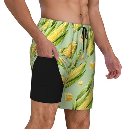 Fresh Sweet Corn Funny Men's Swim Trunks Board Shorts Quick Dry-2