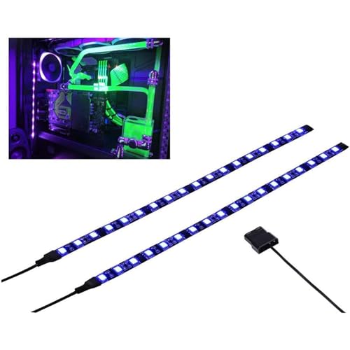 MIWATT DS Lila UV LED tira de iluminación para ordenador, iluminación magnética, conector Molex, 2 unidades de tiras LED para carcasa de PC (30 cm)