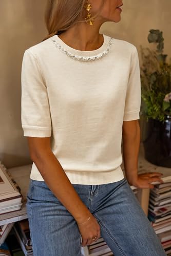 Arach&Cloz Women's Wool Blend Elegant Crew Neck Sweaters for Fall 20252