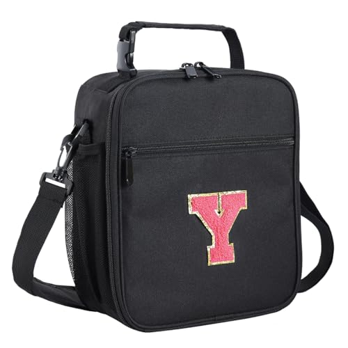 ELEFOCUS Initial Insulated Lunch Box For Womens/Mens Work，Personalized Monogrammed Lunch Bag With Adjustable Shoulder Strap For Teen Adult/Preppy，Birthday Gift