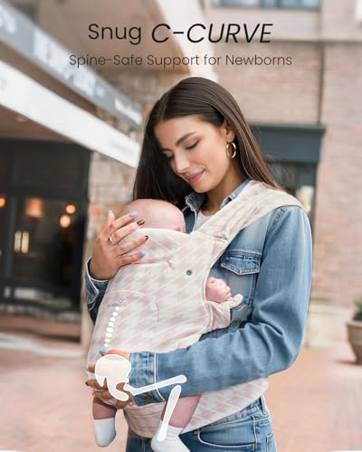 Image of GROWNSY Newborn Carrier, Ergonomic, Cozy Baby Carrier, Tweed Pink