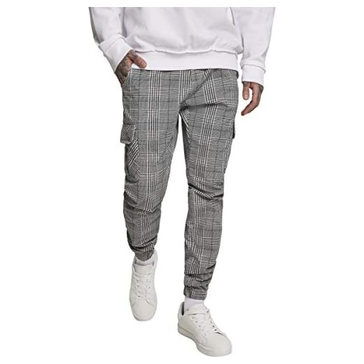 Urban Classics Homme Aop Glencheck Cargo Jog Pantalon, Multicolore (White/Black 01248), M EU