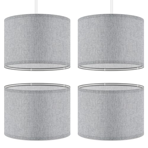Weewooday 4 Pack Drum Lamp Shade, Linen Ceiling 10 Inch, Grey