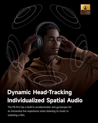 Picun F8 Pro Hybrid Active Noise Cancelling Headphones with Multiple Modes, Wireless Over-Ear Bluetooth Headphones, 140H Playtime, Customizable Sound, Head Tracking,Travel, Office, Deep Grey