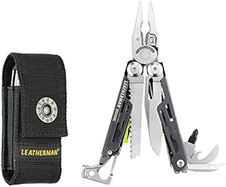LEATHERMAN, Signal Camping Multitool with Fire Starter, Hammer and Emergency Whistle, Made in the USA, Grey/Yellow with Nylon Sheath